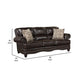 Rhea 88 Inch Accent Sofa Brown Vegan Faux Leather Nailhead Trim Accent By Casagear Home BM301044