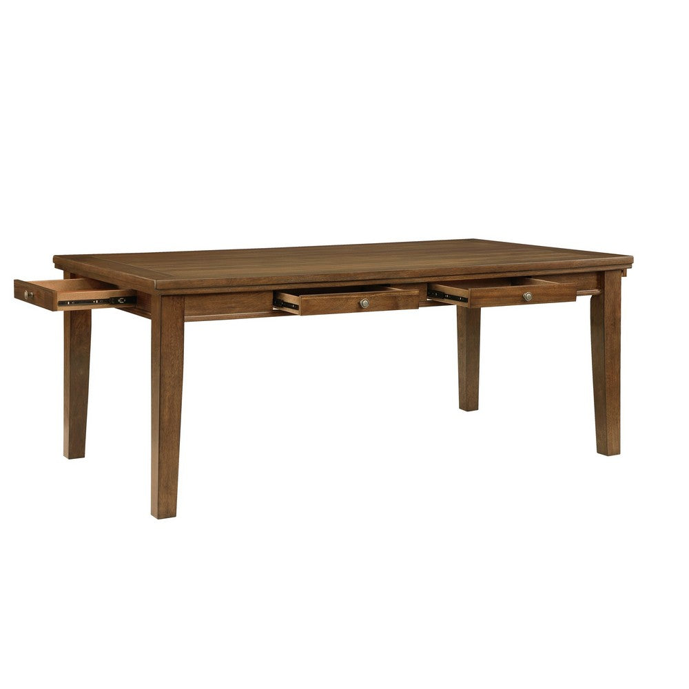 Trea 78 Inch Dining Table, 6 Drawers, Plank Top, 6 Seater, Rustic Brown By Casagear Home
