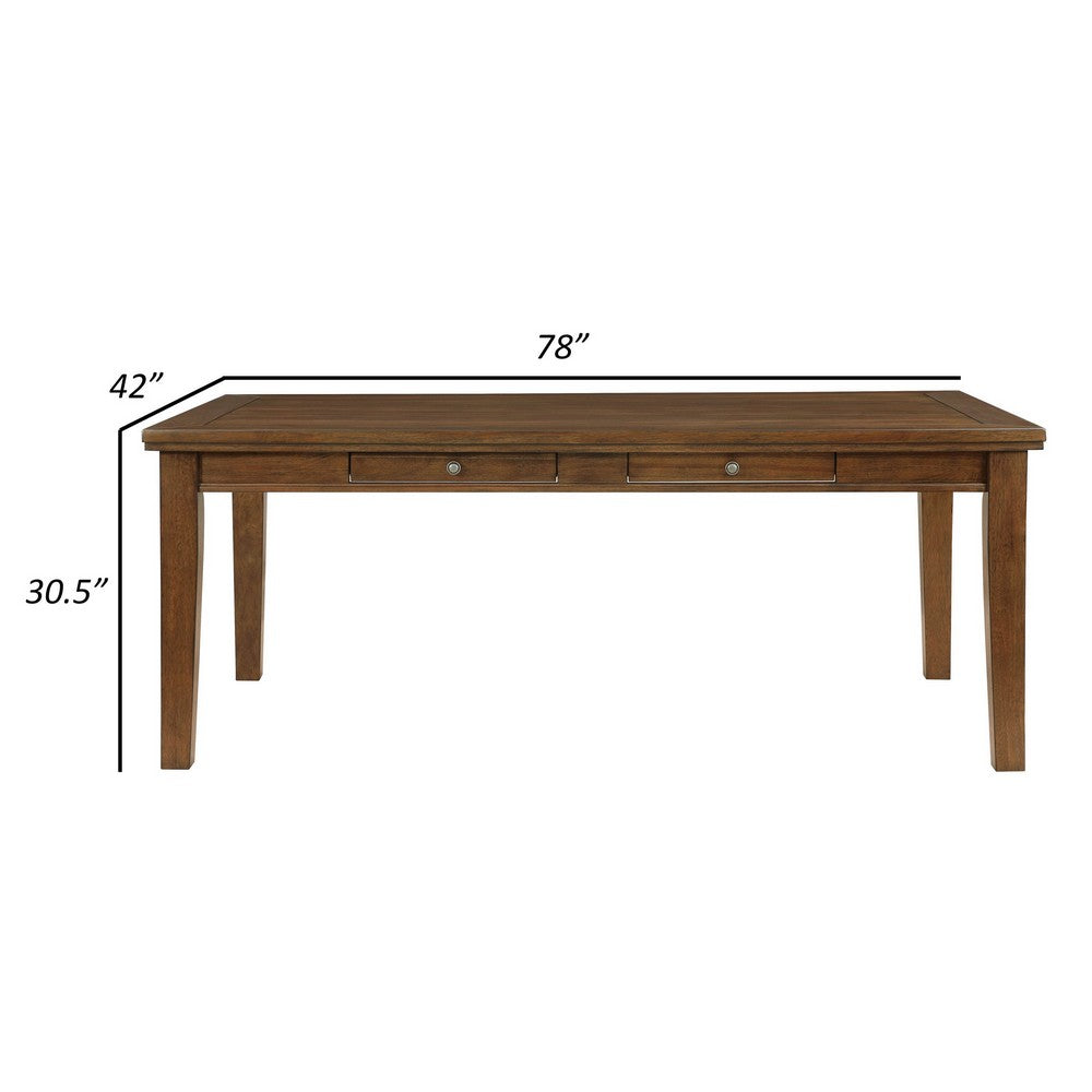 Trea 78 Inch Dining Table, 6 Drawers, Plank Top, 6 Seater, Rustic Brown By Casagear Home