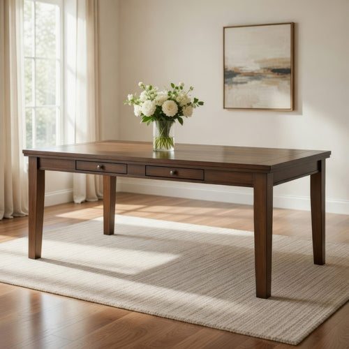 Trea 78 Inch Dining Table, 6 Drawers, Plank Top, 6 Seater, Rustic Brown By Casagear Home