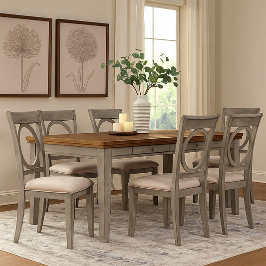 Trea 78 Inch Dining Table, 6 Drawers, Plank Top, 6 Seater, Gray, Brown By Casagear Home