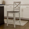 Brian 23" Set of 2 Counter Chairs, Crossbuck Backrest, Gray, Brown by Casagear Home
