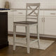 Brian 23" Set of 2 Counter Chairs, Crossbuck Backrest, Gray, Brown by Casagear Home