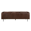 Sen 88 Inch Low Back Tufted Sofa Brown Top Grain Leather Metal Legs By Casagear Home BM301117