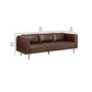 Sen 88 Inch Low Back Tufted Sofa Brown Top Grain Leather Metal Legs By Casagear Home BM301117