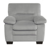 Kein 41 Inch Armchair, Light Gray Fabric, Pillow Armrests, Tufted Backrest By Casagear Home