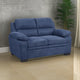 Hugh 58 Inch Loveseat, Blue Fabric, Pillow Armrests, Channel Tufted Back By Casagear Home