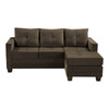 78 Inch Reversible L Shape Sofa Chaise Lounger Brown Microfiber Fabric By Casagear Home BM301168