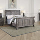 Demi King Size Bed, Sleigh Headboard, Tri Panel Molding, Oak Gray Wood By Casagear Home
