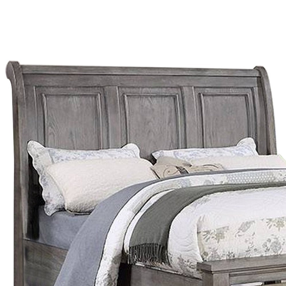 Demi California King Bed Sleigh Headboard Storage Drawers Oak Gray Wood By Casagear Home BM301328