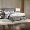 Demi California King Bed, Sleigh Headboard, Storage Drawers, Oak Gray Wood By Casagear Home