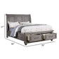 Demi King Size Bed Sleigh Headboard 2 Storage Drawers Oak Gray Wood By Casagear Home BM301329