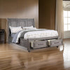 Demi King Size Bed, Sleigh Headboard, 2 Storage Drawers, Oak Gray Wood By Casagear Home