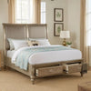 Ella Modern King Size Bed, Faux Leather Upholstery, 2 Storage Drawers, Gold