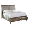 Ella Modern King Size Bed, Faux Leather Upholstery, 2 Storage Drawers, Gold