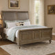Ella Modern King Size Bed, Faux Leather Upholstery, Nailhead Trim, Gold