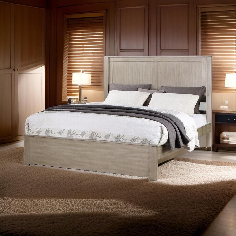 Kali Platform California King Bed, Panel Rectangular Design, Light Tan Wood By Casagear Home