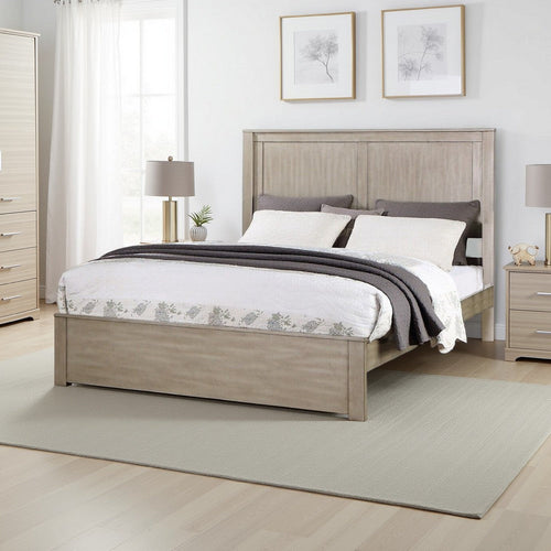 Kali Platform Queen Size Bed, Panel Rectangular Design, Light Tan Wood