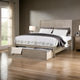 Kali Platform California King Bed, Panel Design, Storage Drawer, Light Tan By Casagear Home
