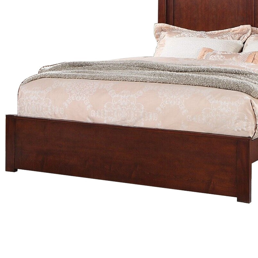 Kali Platform California King Bed Rectangular Panel Cherry Brown Wood By Casagear Home