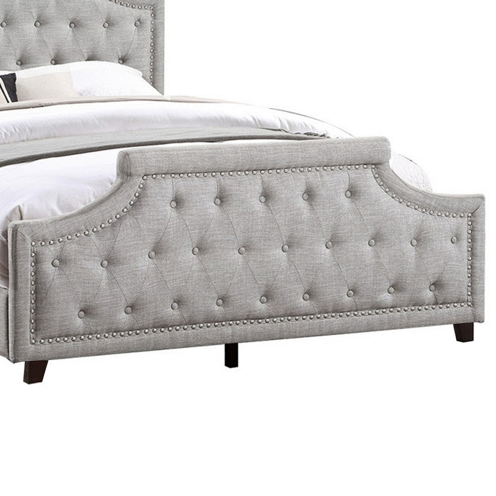 Gia Upholstered California King Bed Clipped Corners Smooth Gray Polyester By Casagear Home BM301350