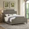 Gia Upholstered California King Bed, Clipped Corners, Rich Brown Polyester