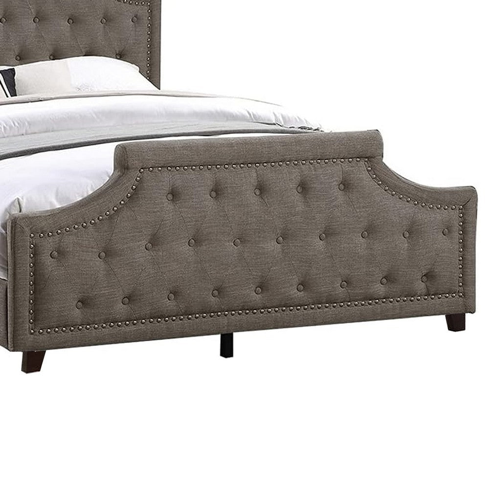Gia Upholstered King Size Bed Clipped Corners Rich Brown Polyester Fabric BM301353