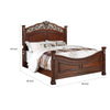 Aza Traditional Wood Queen Size Bed Leaf Carvings Rich Cherry Brown By Casagear Home BM301368