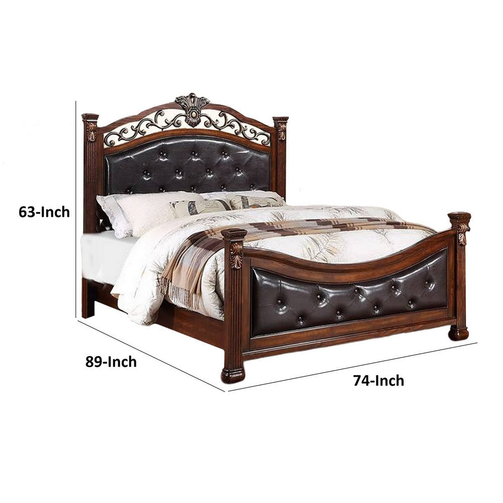 Jax California King Bed Button Tufted Upholstered Headboard Cherry Brown By Casagear Home