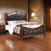 Jax California King Bed, Button Tufted Upholstered Headboard, Cherry Brown By Casagear Home