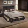 Queen Size Bed with 4 Storage Drawers, Bookcase Headboard, Walnut Brown By Casagear Home