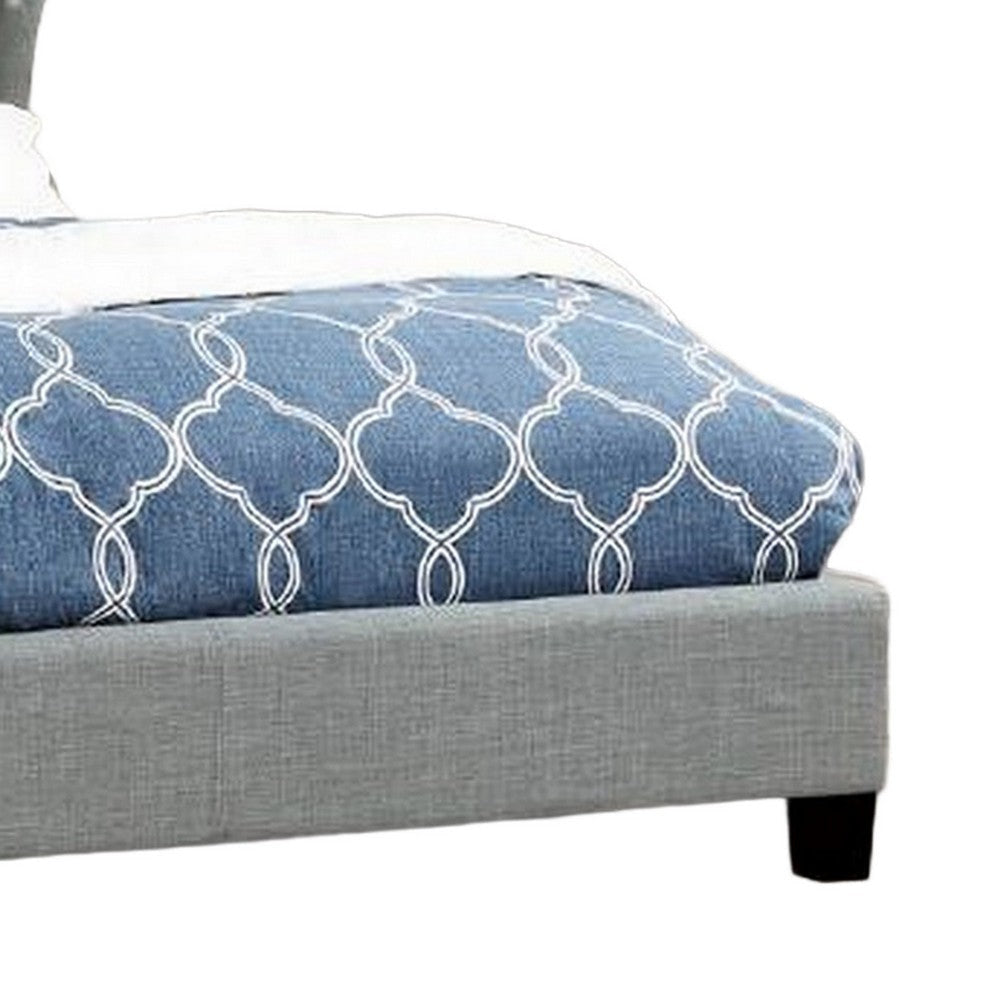 Jimi California King Bed Upholstered Wingback Headboard Gray Polyester BM301376