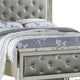 Reva California King Bed with Mirror Inlay Upholstered Gray Faux Leather BM301382