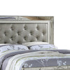 Reva California King Bed with Mirror Inlay Upholstered Gray Faux Leather BM301382