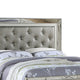 Reva California King Bed with Mirror Inlay Upholstered Gray Faux Leather BM301382