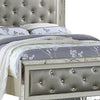 Reva King Bed Mirror Inlaid Button Tufted Gray Faux Leather Upholstery By Casagear Home