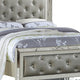 Reva King Bed Mirror Inlaid Button Tufted Gray Faux Leather Upholstery By Casagear Home