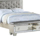 Reva California King Bed Storage Bench Upholstered Silver Faux Leather By Casagear Home BM301385