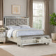 Reva California King Bed, Storage Bench, Upholstered Silver Faux Leather By Casagear Home