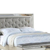 Reva King Bed Storage Footboard Silver Faux Leather Tufted Upholstery By Casagear Home BM301386