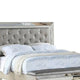 Reva King Bed Storage Footboard Silver Faux Leather Tufted Upholstery By Casagear Home BM301386