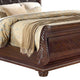 Mano King Bed Faux Leather Upholstery Classic Floral Carved Brown Wood BM301389