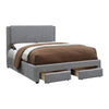 Bovi California King Bed, 2 Storage Drawers, Fully Upholstered Stone Gray By Casagear Home