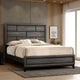 Mazie King Bed, Brick Style Headboard, Black Tapered Legs, Oak Gray Wood