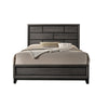 Mazie Queen Bed, Brick Style Headboard, Black Tapered Legs, Oak Gray Wood