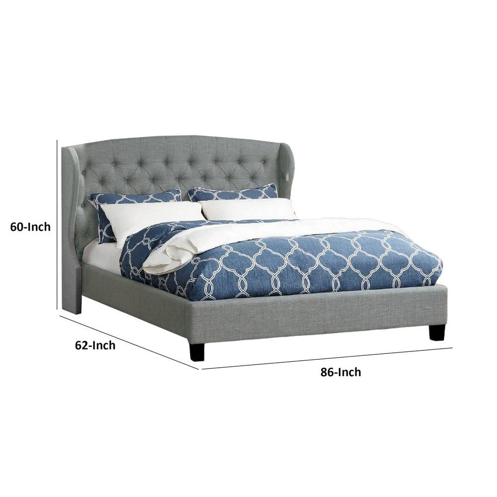 Jimi Queen Bed Button Tufted Light Gray Polyester Upholstered Headboard By Casagear Home BM301399