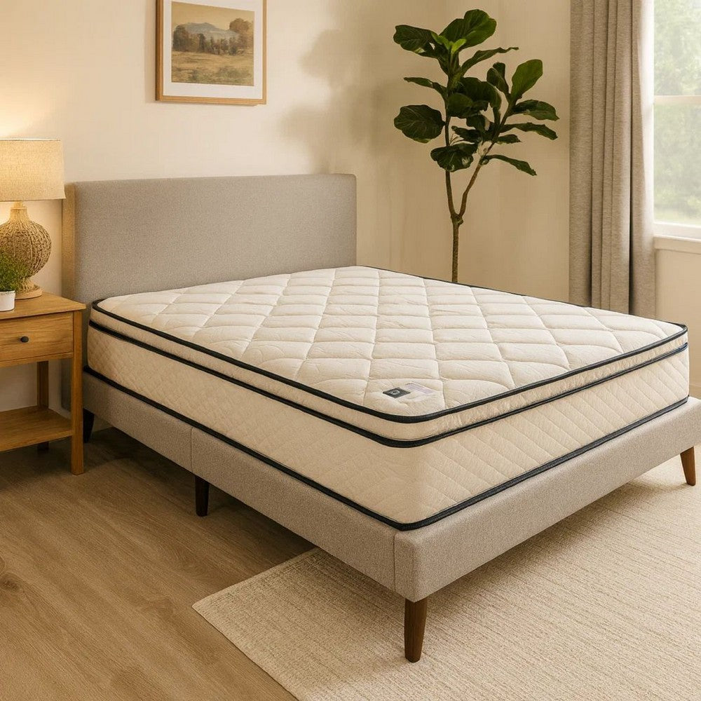 Kiz 9 Inch Soft Bonnell Coil Full Size Mattress with Euro Top, White Fabric