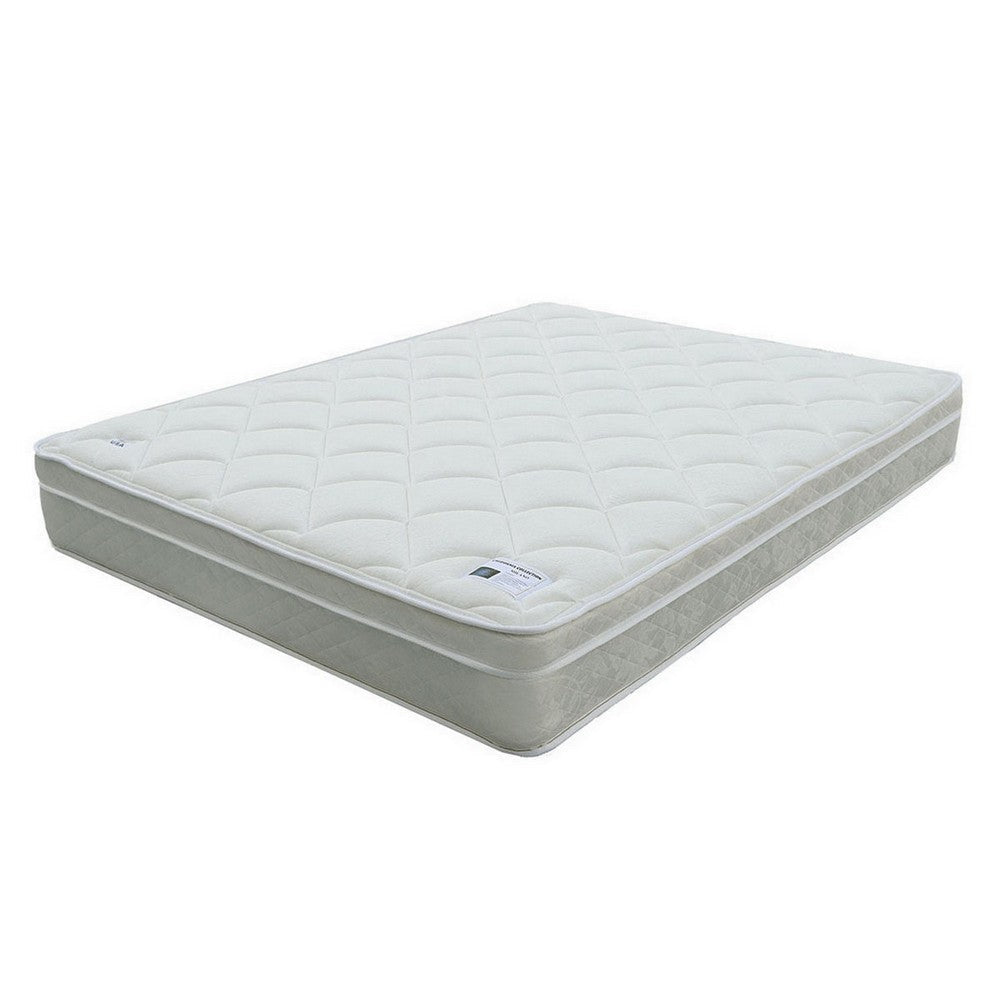 Kiz 9 Inch Soft Bonnell Coil Full Size Mattress with Euro Top, White Fabric