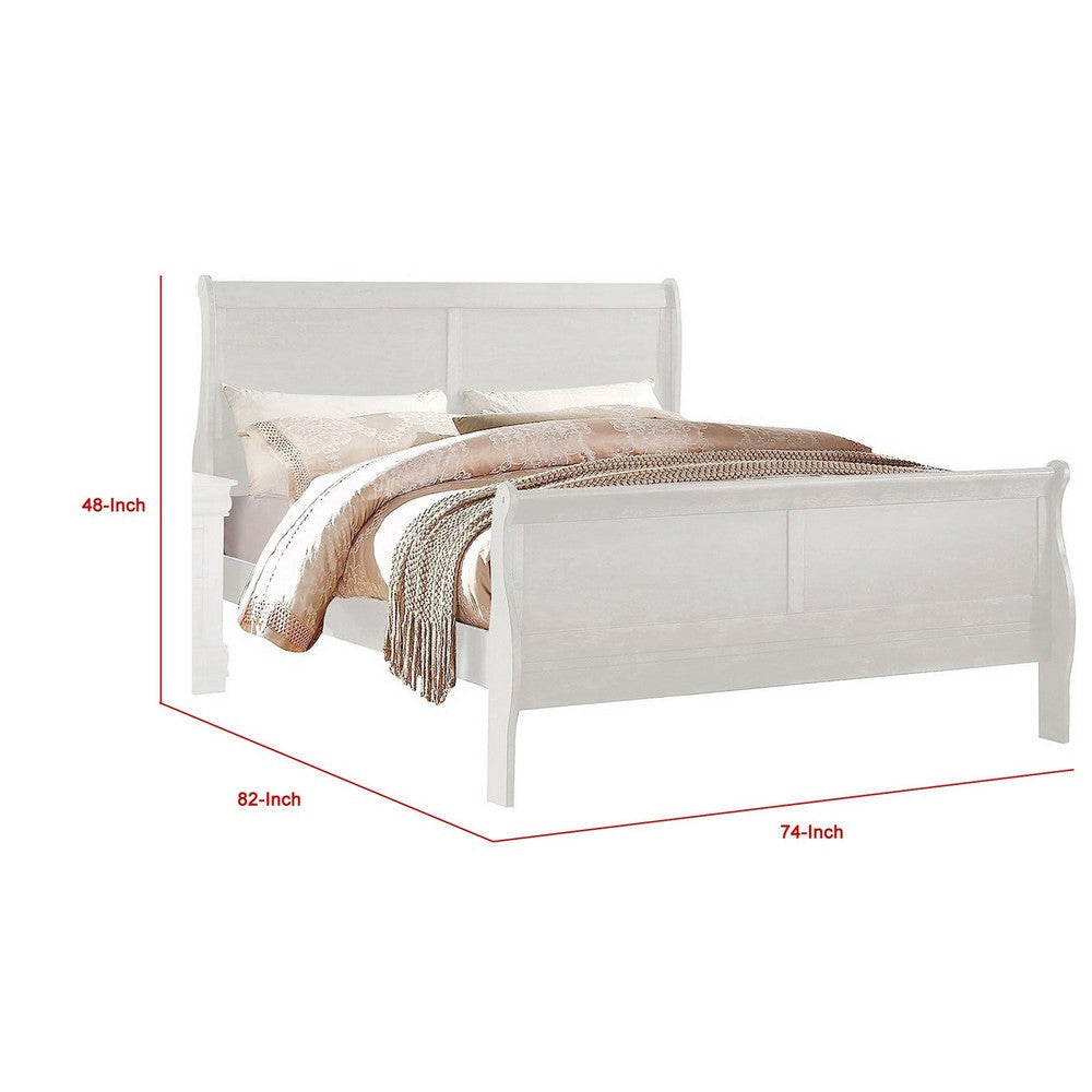 Nin California King Sleigh Bed Minimalist Design Headboard Classic White By Casagear Home BM301420