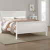 Nin Queen Size Sleigh Bed, Minimalist Style Headboard, Classic White Wood